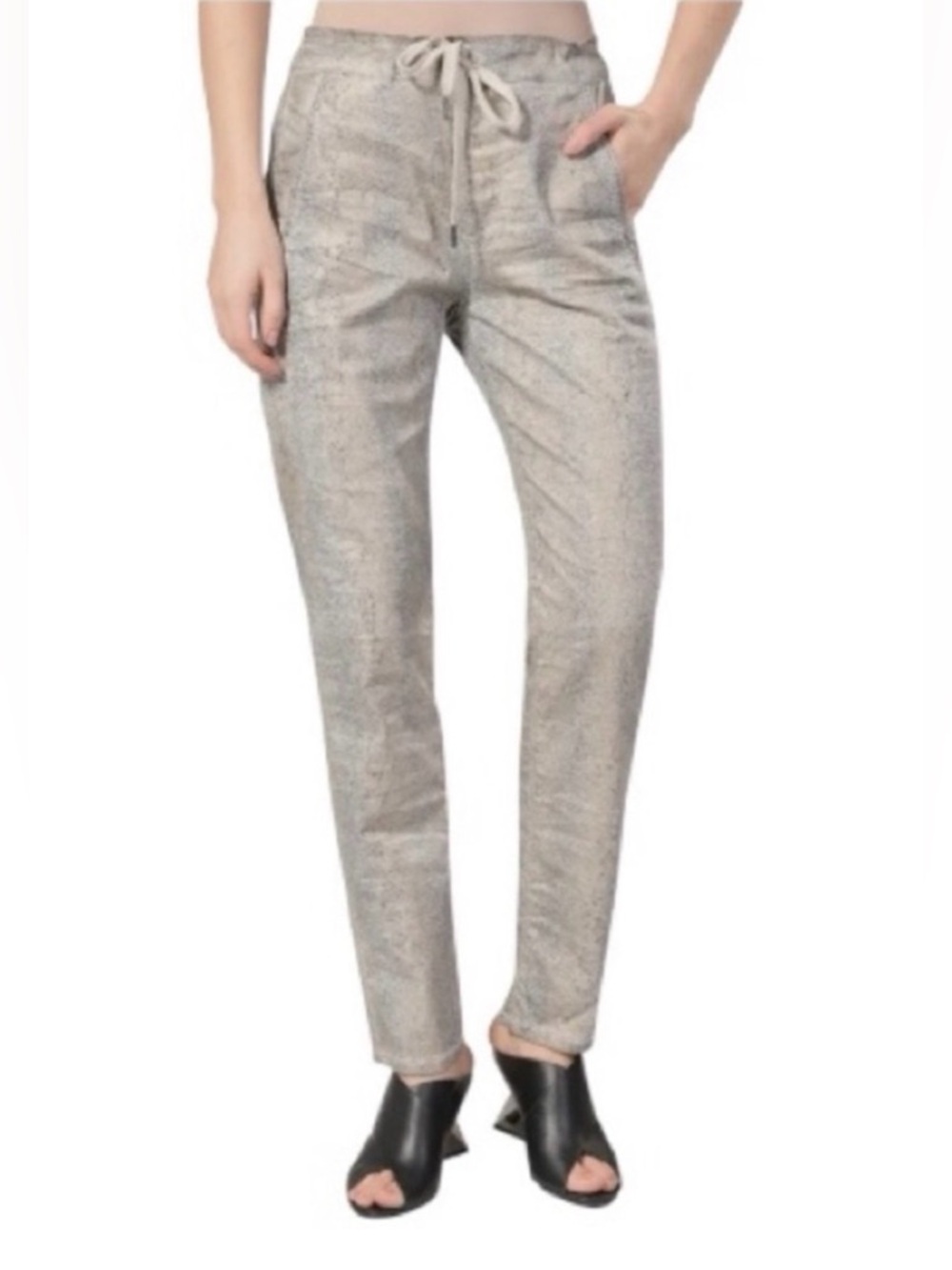 Alembika Snake Print Iconic Stretch Jeans Ecru sz L